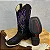 Bota Texana Couro Preto Com Bordado Roxo - Imagem 5