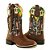 Bota Texana Country Nossa Senhora Aparecida Couro Marrom com Bainha Faca Retiravel - Imagem 1