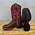 Bota Texana Florência Couro Marrom Liso Bordado Rosa Cano Tradicional Medio - Imagem 2