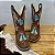 Texana Flor Padroeira Infantil - Couro Horse Nescau | Bordado Azul e Bege - Imagem 2