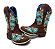 Bota Texana Ires Infantil - Couro Horse Nescau | Bordados Azul e Bege Produto sob encomenda. - Imagem 1