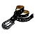 Cinto Flores - Couro Nobuck Preto Bordados Bege e Marrom - Imagem 1
