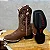 Bota Texana Florência Couro Marrom Bordado Preto Bege Cano Tradicional - Imagem 3