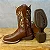 Bota Texana Florência Couro Mustang Bordado Verde Bege Cano Tradicional - Imagem 3