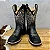 Bota Texana Florência Couro Preto Bordado Preto Bege Cano Tradicional - Imagem 1