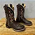 Bota Texana Flores Couro Marrom Cano Tradicional - Imagem 1