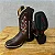 Bota Texana Flores Couro Marrom Cano Tradicional - Imagem 3