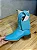 Bota Texana Cano Medio Capota com Bainha de Cartão - Couro Bovino Estampa de Jacaré Azul Tuquesa/ Produto sob encomenda. - Imagem 3