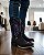 Bota Texana Cano Tradicional Couro Nobuck Preto Com Bordado Roxo - Imagem 4