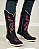Bota Texana Couro Nobuck Preto| Bordado Rosa Sola Branca / Produto sob encomenda. - Imagem 1