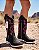 Bota Texana Couro Nobuck Preto| Bordado Rosa Sola Branca / Produto sob encomenda. - Imagem 2