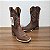 Bota Texana Couro Marrom Bordado Bege Cano Tradicional - Imagem 4