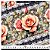 Tricoline digital Rosas fundo cinza (0,55cm x 1,50 de largura) - Imagem 3