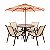 Conjunto de mesa Lótus Mesa Ripada com 4 Poltronas e Ombrelone - Imagem 1