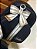 Mochila Baby P Sintético Azul Marinho com faixa listrada cinza e branco - Imagem 5