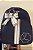 Mochila Baby P Sintético Azul Marinho com faixa listrada cinza e branco - Imagem 4
