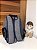 Mochila Baby P Linho cinza escuro com faixa azul marinho - Imagem 3