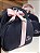 Mochila Baby P Sintético marinho com faixa rosa bebê - Imagem 3