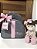 Mochila Baby P Girl Linho cinza com faixa rosa chiclete - Imagem 1