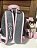 Mochila Baby P Girl Linho cinza com faixa rosa chiclete - Imagem 2