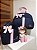 Kit Maternidade Bolsa Grande e Mochilinha baby P Sintético azul marinho com faixa rosa bebê - Imagem 1