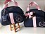 Kit Maternidade Bolsa Média e Bolsa Pequena Sintético azul marinho com faixa rosa bebê - Imagem 2