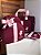 Kit Maternidade Malinha New, Mochilinha baby P e Porta carteira de Vacinação Linho marsala com faixa rosa bebê - Imagem 2