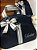 Kit Maternidade Bolsa Média e Mochilinha baby P Sintético azul marinho com faixa listrada cinza e branca - Imagem 4