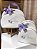 Kit Maternidade Bolsa Grande e Mochilinha baby P Sintético Offwhite com detalhes Lilás - Imagem 1