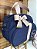 Kit Maternidade Bolsa Média e Bolsa Pequena Linho Azul marinho com faixa nude - Imagem 5