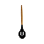 Colher Vazada de Silicone Preta Cabo de Madeira 31cm - Em Casa Tem - Imagem 1
