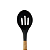 Colher Vazada de Silicone Preta Cabo de Madeira 31cm - Em Casa Tem - Imagem 2