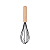 Batedor Manual Fouet Silicone Preto Com Cabo de Madeira - Em Casa Tem - Imagem 1