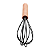 Batedor Manual Fouet Silicone Preto Com Cabo de Madeira - Em Casa Tem - Imagem 3