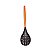 Escumadeira de Silicone Preta Com Cabo de Madeira 32cm - Em Casa Tem - Imagem 2