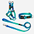 KIT Azul e Verde - Peitoral Step In com Guia Slim e Coleira - Imagem 1