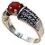 Anel Solitário De Prata 925 Com Marcassitas e Ágata Vermelha No. 19 - Imagem 1
