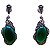 Brinco de Prata 925 com Marcassitas e Pedra Ágata Verde 4 cm - Imagem 1