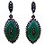 Brinco de Prata 925 com Marcassitas e Pedra Ágata Verde 4 cm - Imagem 1