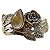 Anel de Prata 925 Flor e Folhas com Gota Quartzo Rutilado 6g - Imagem 1