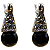 Brinco de Prata 925 Marcassitas e Esfera Negra Lady Di - Imagem 1