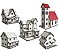 Kit 5 Casinhas Maquete Modelismo Ho 1:87 Mdf Iluminação. - Imagem 1