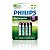 Cartela com 4 Pilhas Recarregáveis AAA Philips 950mAh HR03 (palito) - Imagem 1