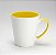 CANECA BRANCA TULIPA CONICA INTERIOR E ALCA AMARELA C/ CAIXINHA AAA - Imagem 1