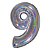 Balão GRABO 40" Número 9 Silver Holographic - Imagem 1