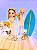 Noivinhos na Praia com 4 Pets Casamento Topo de Bolo 15cm - Imagem 1
