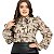 Blusa Feminina Estampada Elegante Manga Longa Bufante Gola Laço - Imagem 2