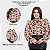 Blusa Feminina Estampada Elegante Manga Longa Bufante Gola Laço - Imagem 4