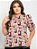 Blusa Feminina Elegante Manga Curta Bufante/Princesa Decote Gota - Estampada - Imagem 1