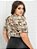 Blusa Feminina Elegante Manga Curta Bufante/Princesa Decote Gota - Estampada - Imagem 6